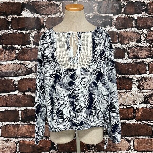 Carve Designs Blouse Long Sleeve Floral Blue White Size Small S - Picture 9 of 16